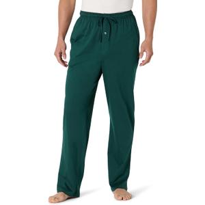 Amazon Essentials Men's Cotton Knit Pajama Pant (Large, Dark Green)