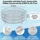 Air Fryer Accessories - Three Stackable Dehydrator Racks for Ninja, Instant Pot Vortex, COSORI, CHEFMAN, Gowise, Ultrean, Gourmia - 304 Stainless Steel Grill Rack Fits 4.2-5.8 QT Air Fryer, Oven, 8x8x1.6 inches