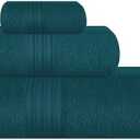 BOUTIQUO Ultra Soft 3 Pack Cotton Towel Set, Contains a Bath Towels 28x55 inch, a Hand Towels 16x24 inch & a Wash Coths 12x12 inch, Ideal Everyday use, Compact & Lightweight - Teal