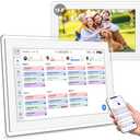 Digital Calendar Wall Touch Screen, 15.6 Inch Smart Wall-Mounted HD Electronic Family Calendar & Chore Chart with Meal Planner, Built-in Digital Photo Frame, Includes Desk Stand & Refills (White)