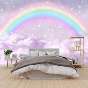 Children's Room Colorful Rainbow Peel-and-Stick Wallpaper 108"x157"