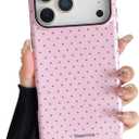 Compatible with iPhone 17 Pro Max Case, Simple Cute Polka Dot Phone Case with Shockproof Soft TPU and Hard PC Protective Phone Cover for Women Designed for iPhone 17 Pro Max 6.9", Pink