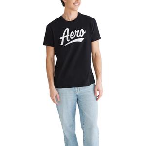 AEROPOSTALE Men's Graphic, Dark Black, Small