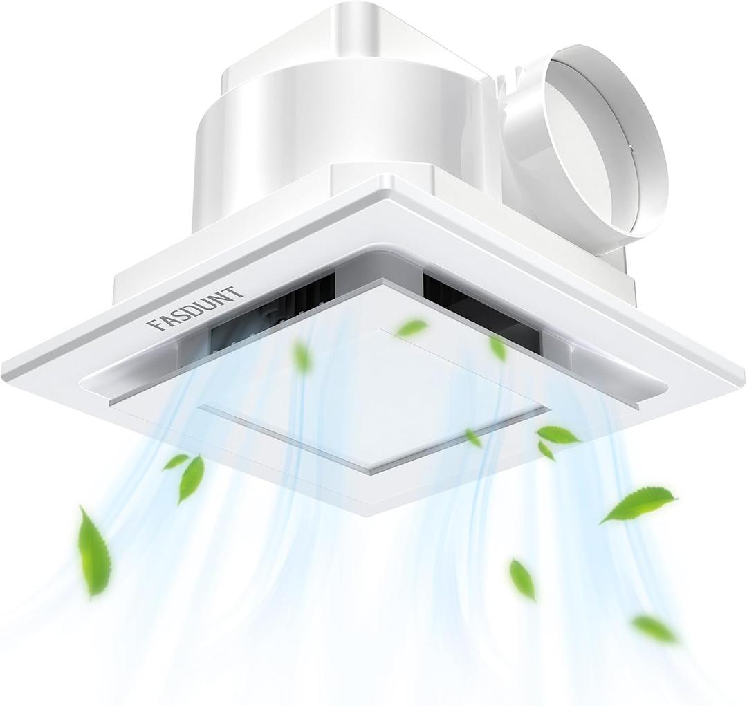 FASDUNT 120 CFM Bathroom Exhaust Fan with Light, 1.0 Sones Ultra Quiet Ceiling Ventilation Fan with 5000K Daylight LED, No Attic Access Needed, Perfect for Bathroom Remodel