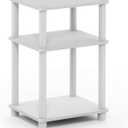 Furinno JUST Side Table, 3-Tier End Table, Open Shelves Night Stand, Bedside Table, Toolless Assembly, for Living Room, Bedroom, Bathroom, White (Espresso)
