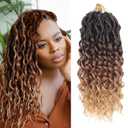 Deep Faux Locs Crochet Hair 14 Inch 8 Packs Goddess Locs Crochet Hair 1B3027 Soft Loc Faux Loc Crochet Braids with Curly Ends Prelooped Deep Wave Croceht Braids for Black Women(Black to Blonde)