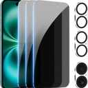 PEHAEL [3+3Pack] for iPhone 16 Privacy Screen Protector with Camera Lens Protector Full Coverage Anti-Spy Tempered Glass Film 9H Hardness Upgrade Edge Protection Easy Installation Bubble Free [6.1 inch]