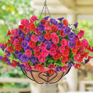 Waipfaru Artificial Hanging Flowers for Outdoors UV Resistant Faux Flowers for Outdoor Planters, Artificial Flowers for Outdoors Garden Porch Window Farmhouse Decor, Mixed Color