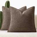 MIULEE Pack of 2 Decorative Textured Boucle Throw Pillow Covers 18x18 Inch Dark Brown Broadside Thick Boho Pillows for Farmhouse Accents Sofa Couch Bedroom Living Room Home Decor