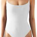 SUUKSESS Women Sexy Square Neck Thong Bodysuit Backless Cami Bodysuit Top S