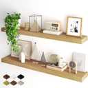 Fun Memories Floating Shelves for Wall, 40Inch Floating Shelves Set of 2, Hanging Shelf with Invisible Brackets, Wood Shelves for Living Room, Bedroom, Kitchen, Oak