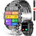 Smart Watch for Men Military Answer/Make Call 2.01 Display 170+ Sports Modes Fitness Smart Watch IP68 Waterproof 30 Days Standby Smartwatch for Android iOS Black (2 Straps)