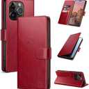 SUANPOT Compatible with iPhone 14 Pro 6.1" Wallet case with RFID Blocking Credit Card Holder, Flip Book PU Leather Protective Cover Men Women for Apple 14 Pro Phone case Red Color