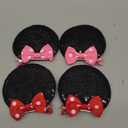 Ayesha Mouse Ears Hair Clips Mouse Ears for Girls Sequin Mouse Bows Barrettes Mice Ears Polka Dot Bows Mouse Hair Accessories for Kids Costume Party 4PCS