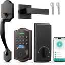 Keyless Entry Door Lock with Handle,Fingerprint Smart Front Door Lock Set,APP Control, Electronic Keypad Deadbolt with Lever Handle, Anti-Peeping, Auto Lock, Easy Install, Oil Rubbed Bronze