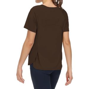 THE GYM PEOPLE Women's Short Sleeve Workout Shirts Breathable Yoga T-Shirts with Side Slits Athletic Tee Tops, Small