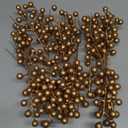 Censen 50 Pieces Artificial Holly Berry Stem Picks with Snowflake Frosted Christmas Tree Branches Fillers Ornaments Snowy Berry Twig Branches for Xmas Garland Wreath Winter Home Decor(Gold)