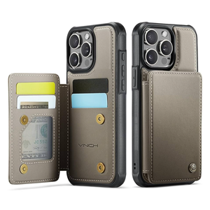 Vinich for iPhone 15 Pro Max Wallet Case with Card Holder, RFID Blocking Credit Slots Kickstand Shockproof Phone Cover Fit for iPhone 15 Pro Max 6.7" Gray