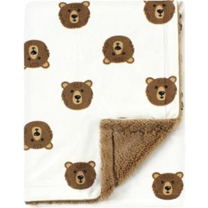 Hudson Baby Unisex Baby Plush Blanket with Furry Binding and Back, Brown Bear, One Size