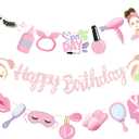 Spa Birthday Party Banners Pink Spa Day Birthday Decorations 3PCS Makeup Party Banners Spa Themed Party Supplies for Girls Princess Bridal Shower Party Decor