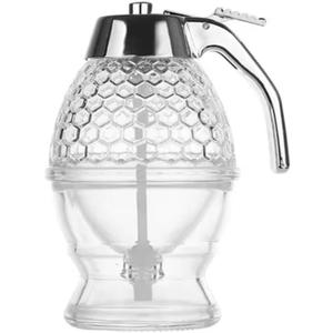 Honey Dispenser, Glass Honey Jar, Honey Pot with Stand, Honey Jars, Honey Storage Tank, Maple Syrup Honey Container, Elegant Honeycomb Design