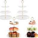 4 Pack 3-Tier Cupcake Stand, White Plastic Tiered Dessert Stand, Round Serving Tray for Wedding, Birthday, Christmas Party Decor
