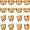 MOROBOR 12PCS Bear Shaped Wooden Knobs Single Hole Beech Wood Handles Cupboard Cabinet Handle Knob for Chest of Drawers with Screws& Expansion Tube