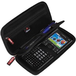 Mchoi Hard Case Suitable for Texas Instruments TI-84 Plus CE/TI-83 Plus/TI-84 Plus CE/TI-83 Plus/Casio fx-9750GIII Graphing Calculator, Extra Pocket for USB Cables, Manual, Pencil, Ruler, Black
