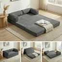 Convertible Sofa Bed,5-in-1 Tri-Fold Boneless Couch with Removable Armrests & Handle,Corduroy Futon Sleeper Sofa,Floor Folding Mattress Pull Out Bed for Small Space Apartment Living Room Bedroom