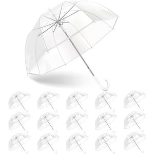 Clear Bubble Umbrella Wedding, High-Visibility Transparent Rain Umbrellas Bulk, Windproof Large Clear Umbrella, Firm and Durable, Dome Umbrellas for Wedding Bride Groom Photography Golf Outdoor 16 pc