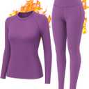 Thermal Underwear Women Long Johns Set Fleece Lined Warm Base Layer Long Sleeve for Weather Top Bottom Pajama (Medium, Purple)