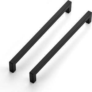 Ravinte 3 Pack Square Cabinet Handles - Matte Black Drawer Pulls, 10 Inch, Kitchen Cabinet Hardware (10-1/2 Inch (10 Inch Hole Center))