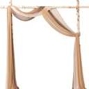 Ling's Moment Wedding Arch Draping Fabric 3 Panels 20Ft Chiffon Fabric,Sheer Draping Fabic for Wedding Arrangement Ceremony Reception Backdrop Party Swag Home Decor (Nude & Walnut Brown)