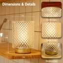 2 Pack Battery Decorative Operated Lamp,Small Accent Table Lamp with Timer for Bedside/shelf,Cordless Glass Ambience Lamp with Warm White Glow for Bookshelf/Entryway/Tabletop Decor(Iridescent Clear)
