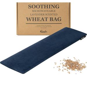 Qomfor Microwave Heating Pad - Large Microwavable Wheat Bag Heat Pack for Neck and Shoulders, Pain Relief, Back Pain, Arthritis, Period Cramps - Reusable Lavender Heating Pad (Dark Blue)