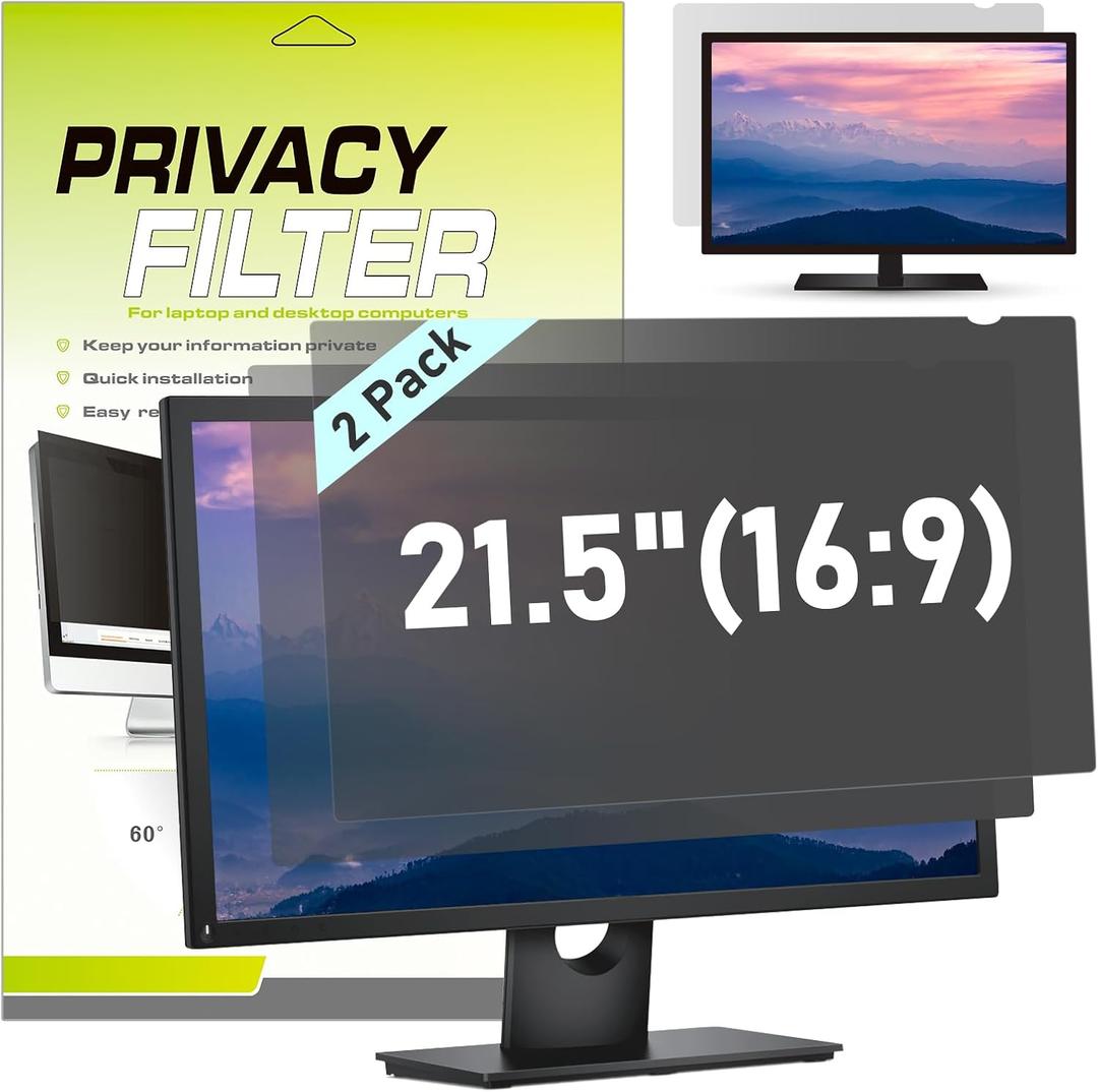 LAMA 2 Pack 21.5 Inch 16:9 Computer Privacy Screen Filter for Widescreen Monitor, Universal Privacy Shield, Privacy Screen Protector(WxH:476 * 268mm), Anti-Spy/Anti-Scratch/Anti-Glare Protector