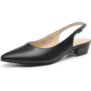 DREAM PAIRS Kitten Slingback Low Block Heels for Women Pointed Closed Toe Business Dress Shoes Wedding Party Comfortable Pumps Shoes (11, Black)