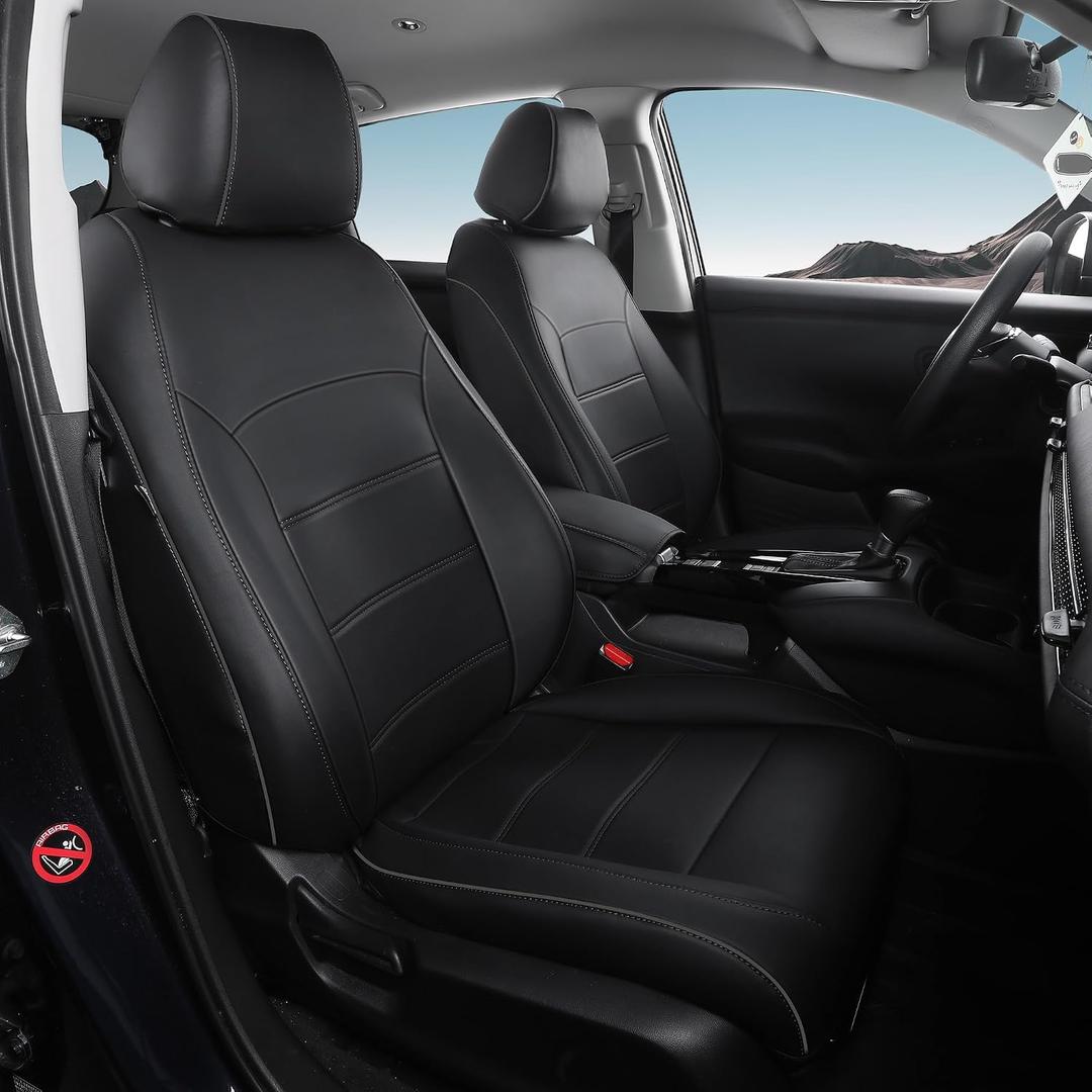 HRV Seat Covers for Honda HRV Sport,LX 2023 2024 2025 2026 1:1 Custom Leather Car Seat Cover Full Set Waterproof - Black
