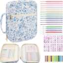 BESARME Bible Cover Case for Women, Large Bible Case Bibles Bag Mother's Day Christian Gifts for Mom Religious Study Supplies(Blue Flower)