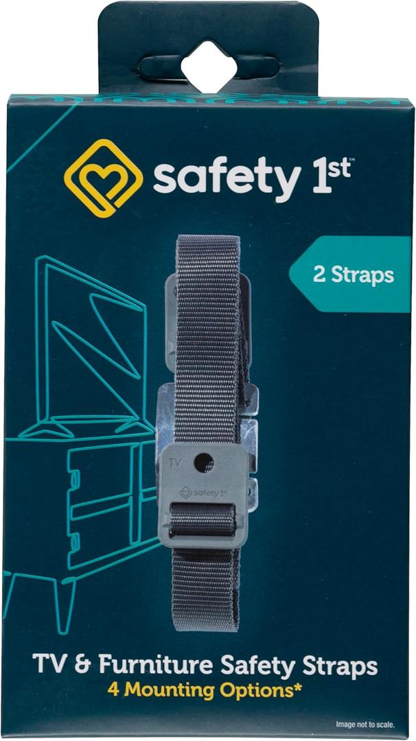 Safety 1st TV & Furniture Safety Straps, Black, 2Pack, Screws Included