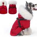 PINA Dog Coat for Small Medium Large Dogs, Waterproof Dog Winter Jacket with Built in Harness Dogs Winter Coat, Puppy Cold Weather Coats with Plush Hood, Warm Fleece Windproof Puppy Snowsuit (XXL(chest:25.5in, 22-29lb), Green)