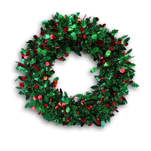 Christmas Tinsel Holly Berry Wreath - 12 Inch Pack of 4