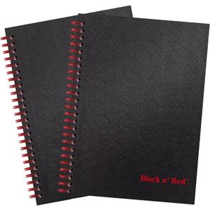 Black n' Red Notebooks, Business Journals, 2 Pack, 8-1/4" x 5-1/4", 70 Sheets, Ruled, Optik Paper, Scribzee App, Hardcover, Wirebound, Black (400163208)