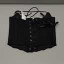 Black Corset Tops for Women Strapless Backless Lace-Up Bustier Crop Tank Top Sleeveless Sexy Summer Going Out Top Y2K (Small)