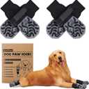 Grippy Non-Slip Dog Socks to Prevent Licking Paws - Strong Traction for Hardwood Floors, Senior Dogs, Paw Protector, Prevent Scratching, Thick Anti Slip Dog Socks Size - Large