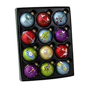 Kurt Adler Twelve Days of Christmas Ball Ornament, 65mm, Set of 11 Glass