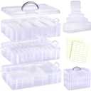 Funtopia Bead Organizers and Storage, 56 Pcs Small Plastic Containers with Lids and 3-Tier Stackable Storage Box, Mini Clear Organizers for Jewelry Toys Craft Storage (4 Sizes)