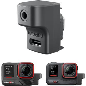 CYNOVA Insta 360 Mic Adapter - 2-in-1 Type-C & 3.5mm External Audio for Insta360 Pro 2/Ace Pro