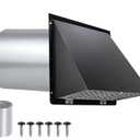 4 Inch Dryer Vent Cover Outside, Dryer Vent Cover Outdoor Wall Vent Hood Dryer Exhaust Vent Cap, Hooded Wall Vent with Screen & Damper, Wall Mount Extractor Vent for Dryer Duct AC, Galvanized Steel, Black