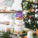 6 x Glittery 80th Happy Birthday Cake Topper with Star,Personalised 80 Birthday Cake Toppers Party Decorations Party Supplies for Men Women Purple Silver